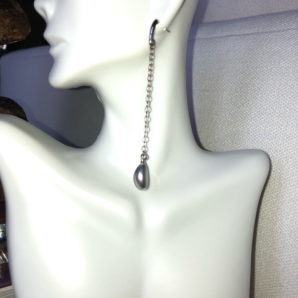 Long silver earrings